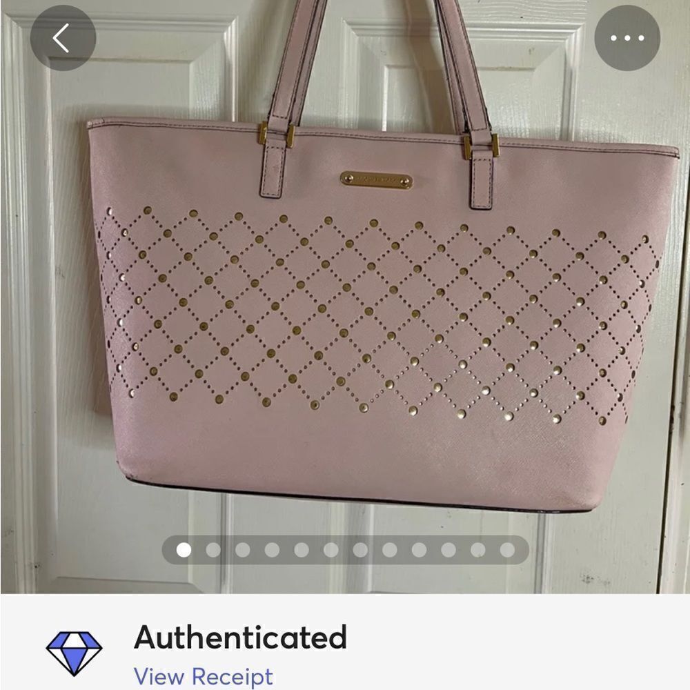 Michael Kors  Carry all tote leather Blossom Pink perforated gold tone laid over